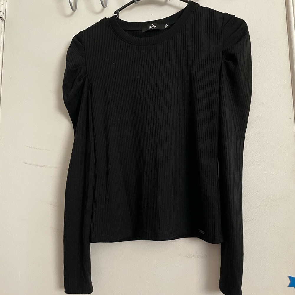 Women’s Puffed Sleeve Black Long Sleeve Top NWOT